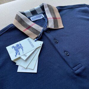 Burberry Men's New Casual Navy Blue Color Polo Shirt XXL Size